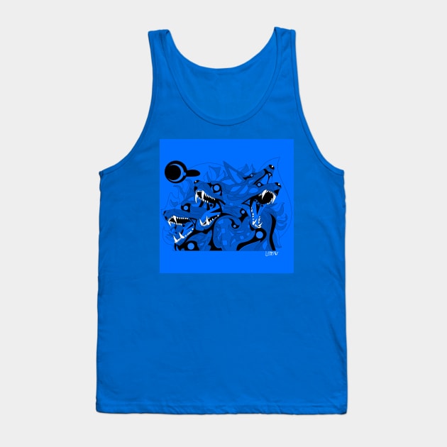 blue moon cadejo hell hound of cerberus dogs ecopop in flames art Tank Top by jorge_lebeau